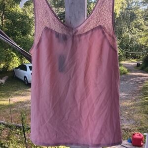 NWT Pink Sheer Camisole w/Lace Detail